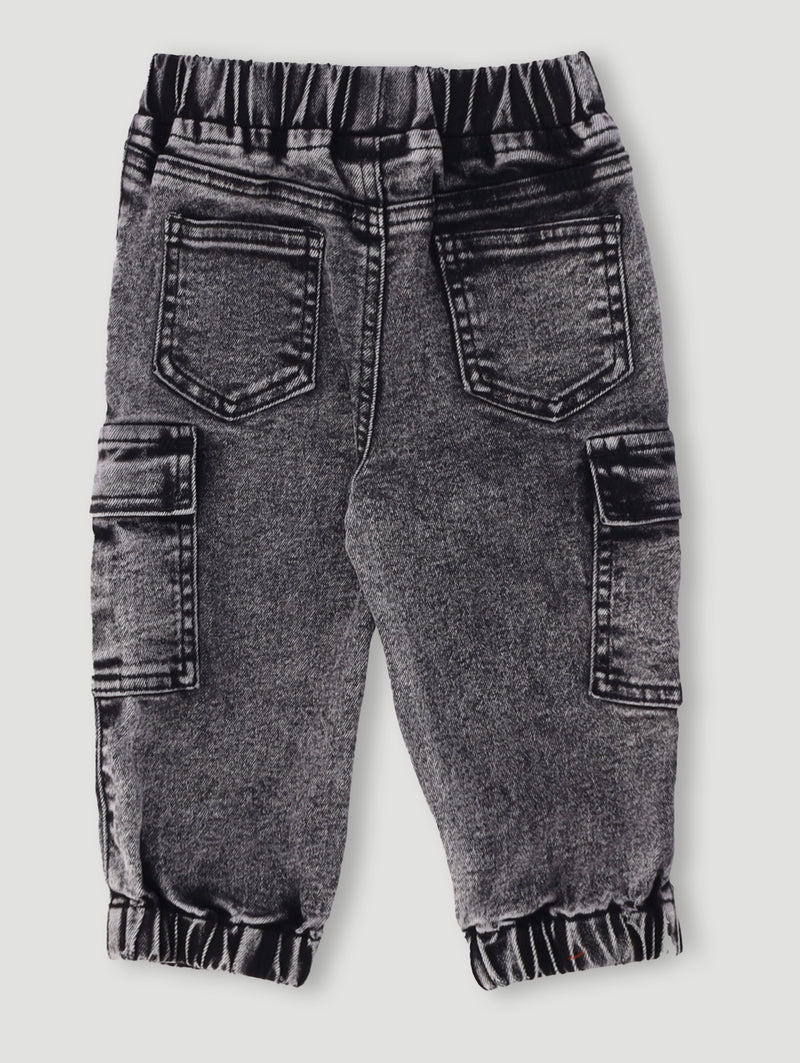 Baby Boys Denim Cargo Jogger - Acid Wash