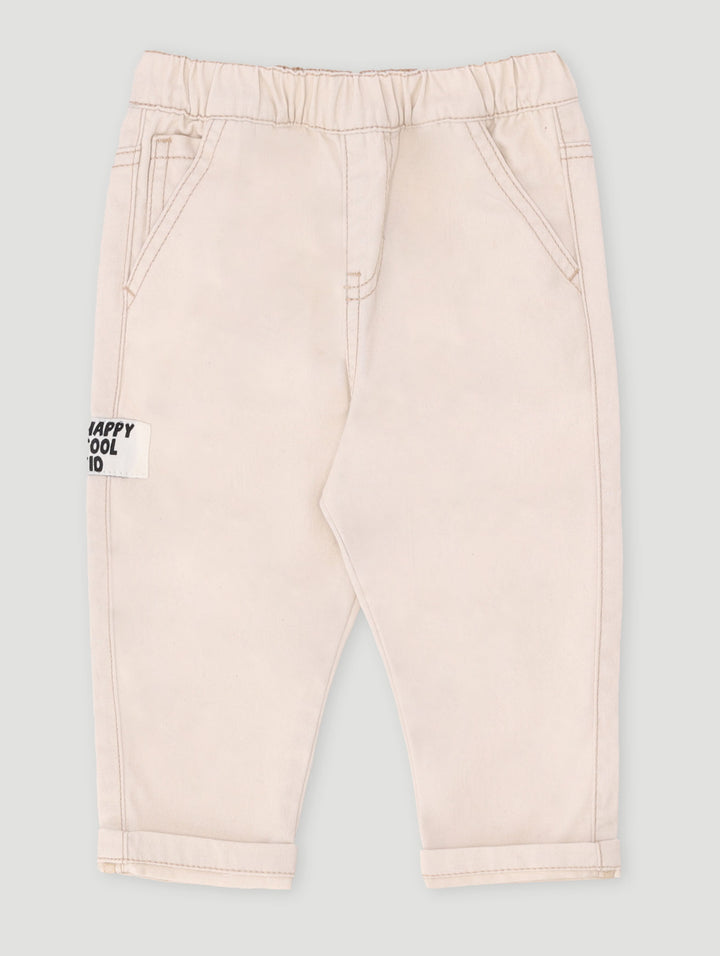 Baby Boys Plain Woven Badge Jogger - Stone