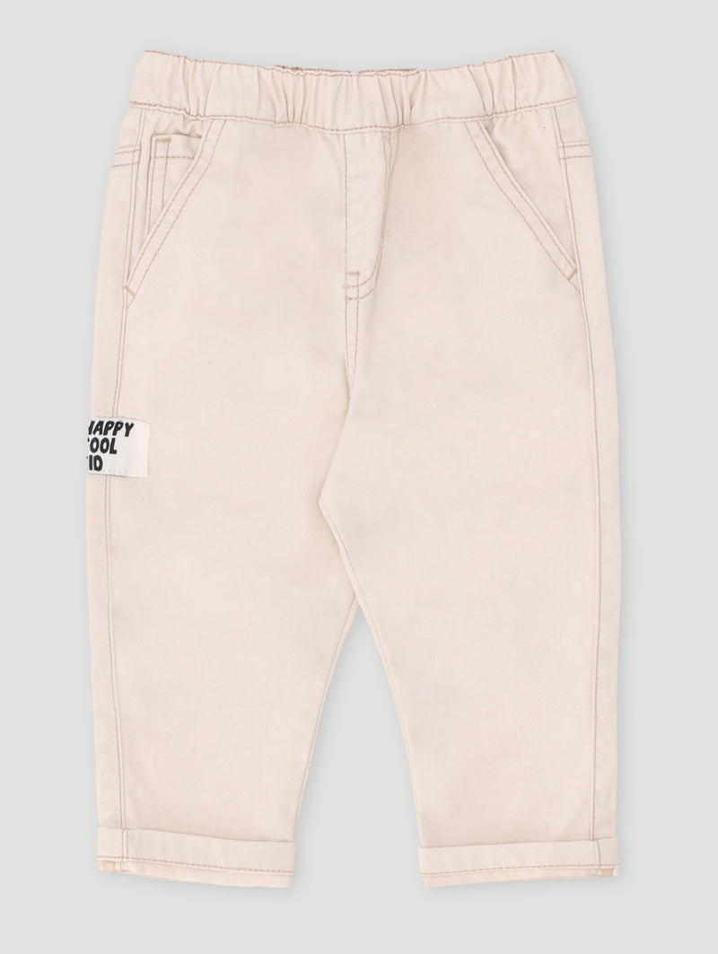 Baby Boys Plain Woven Badge Jogger - Stone
