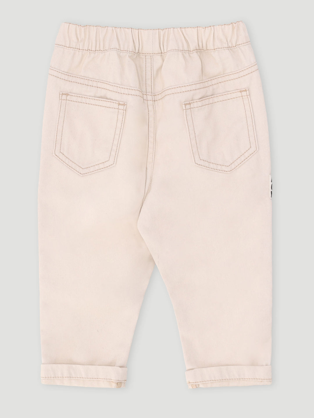 Baby Boys Plain Woven Badge Jogger - Stone