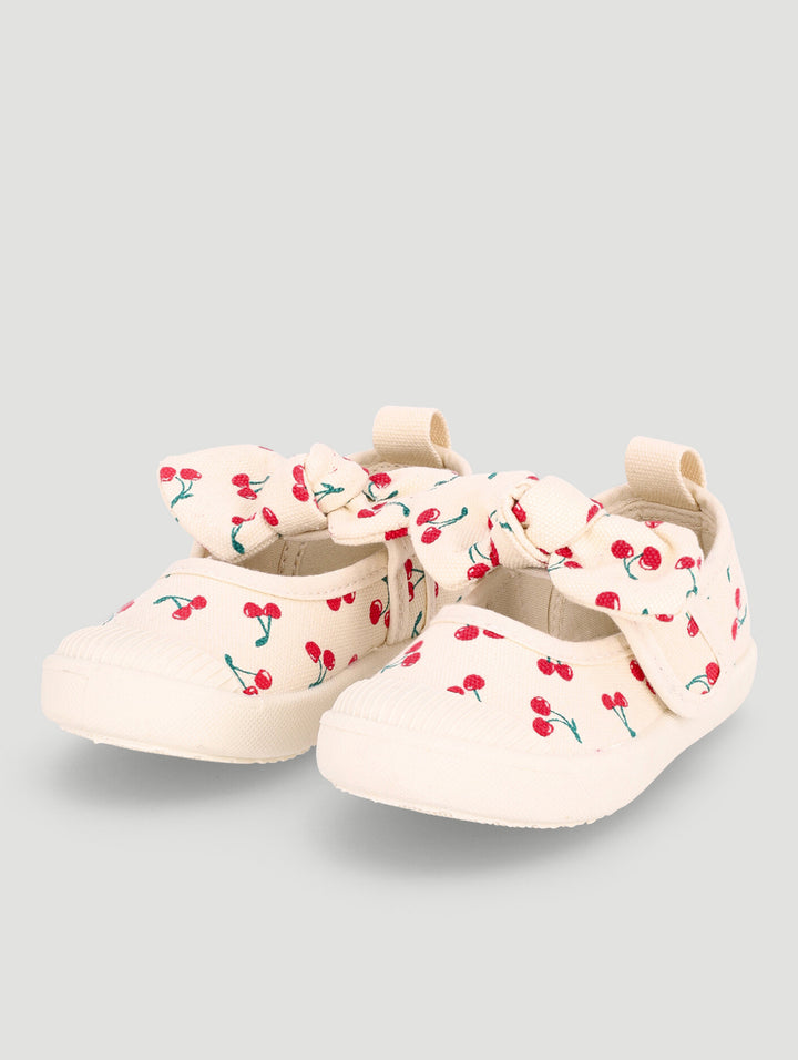 Pre-Girls Cherry Print Sneaker - Cream