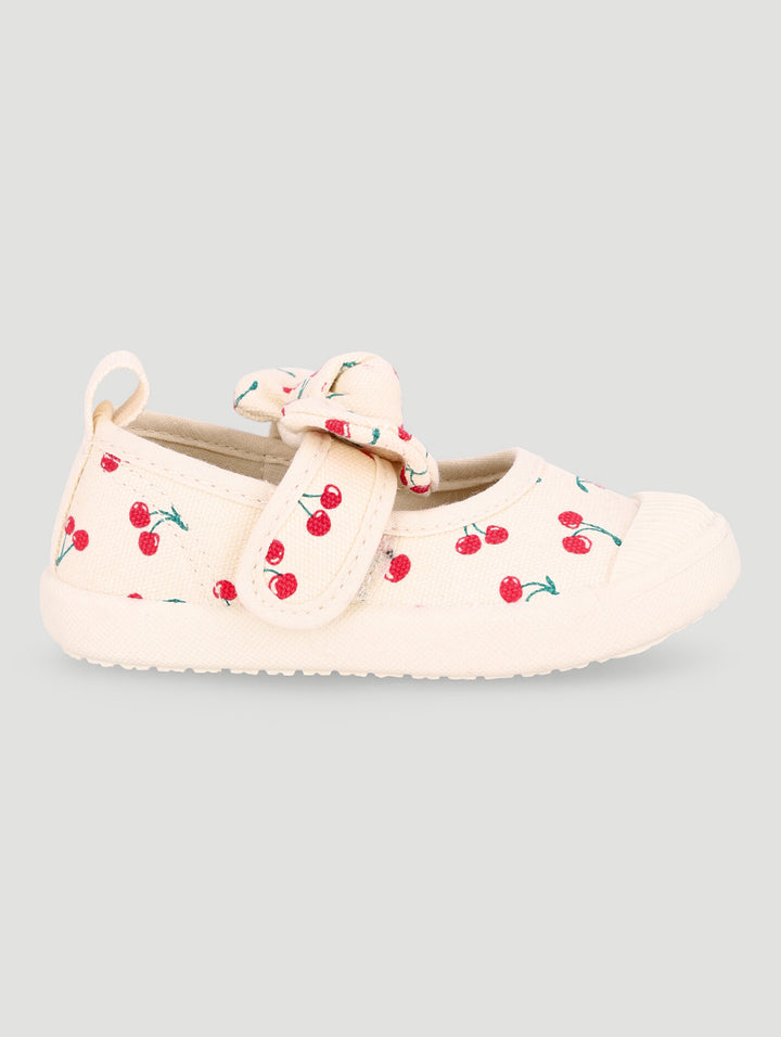 Pre-Girls Cherry Print Sneaker - Cream