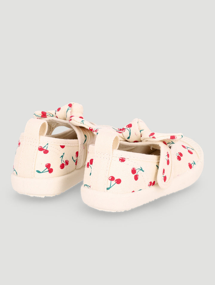 Pre-Girls Cherry Print Sneaker - Cream