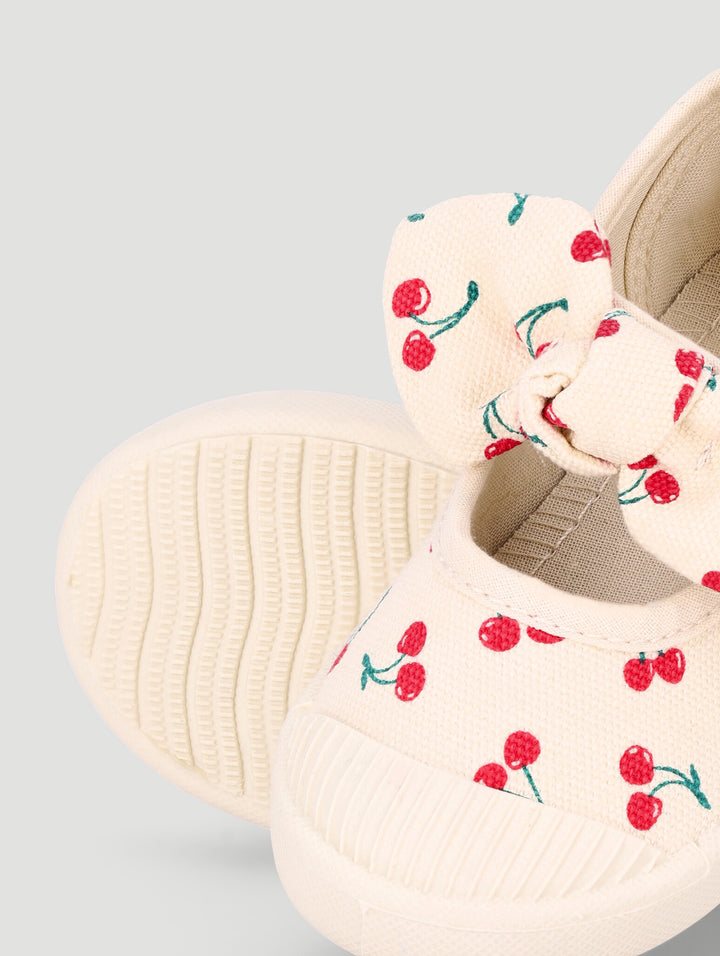 Pre-Girls Cherry Print Sneaker - Cream