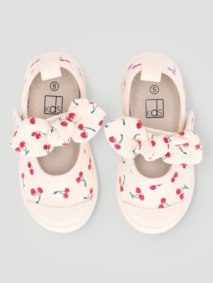 Pre-Girls Cherry Print Sneaker - Cream