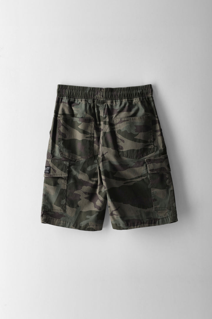 Boys Camo Print Cargo Short - Green