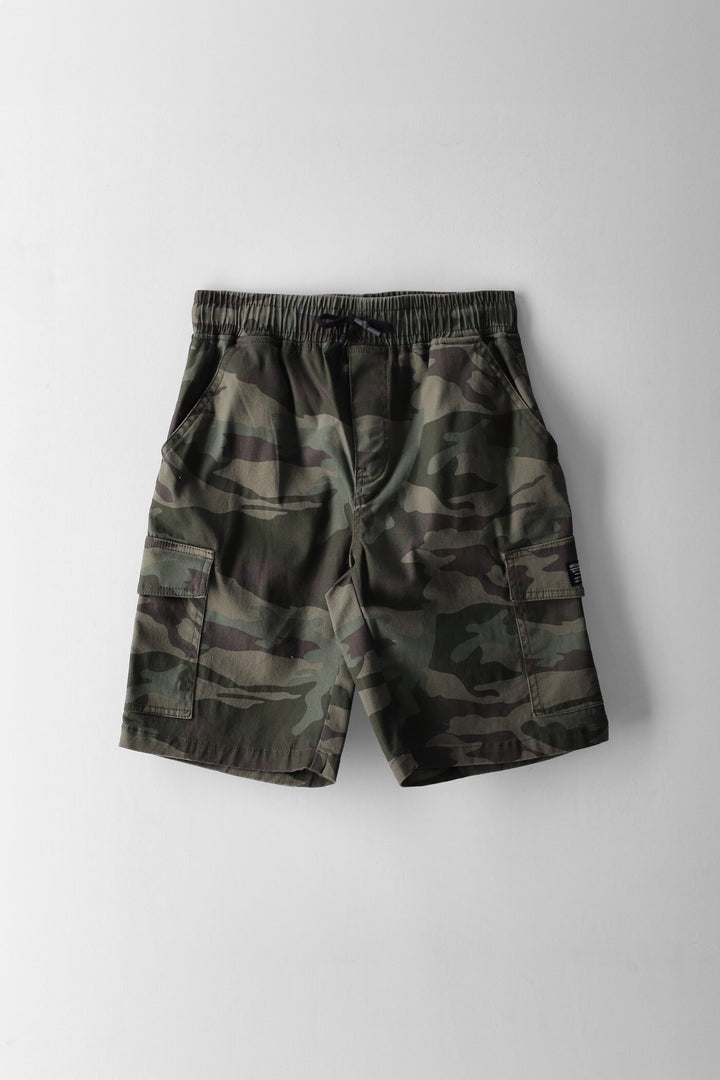 Boys Camo Print Cargo Short - Green