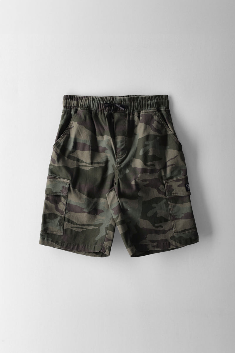 Boys Camo Print Cargo Short - Green