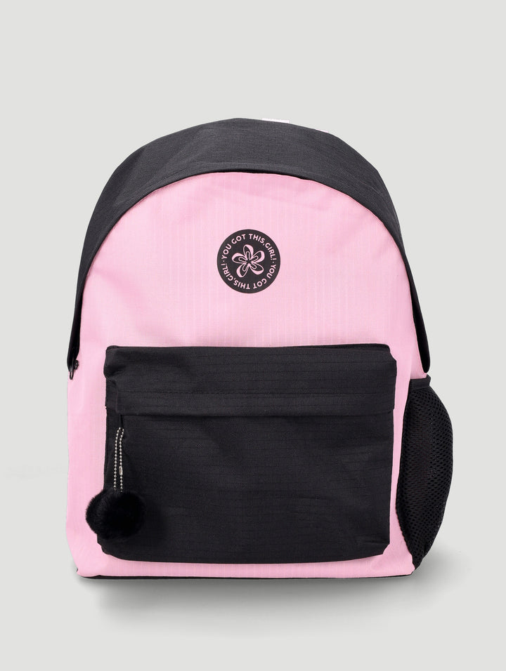 Girls Colour Block Backpack - Black/Pink