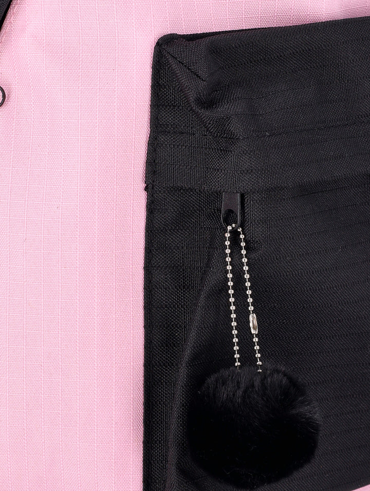 Girls Colour Block Backpack - Black/Pink