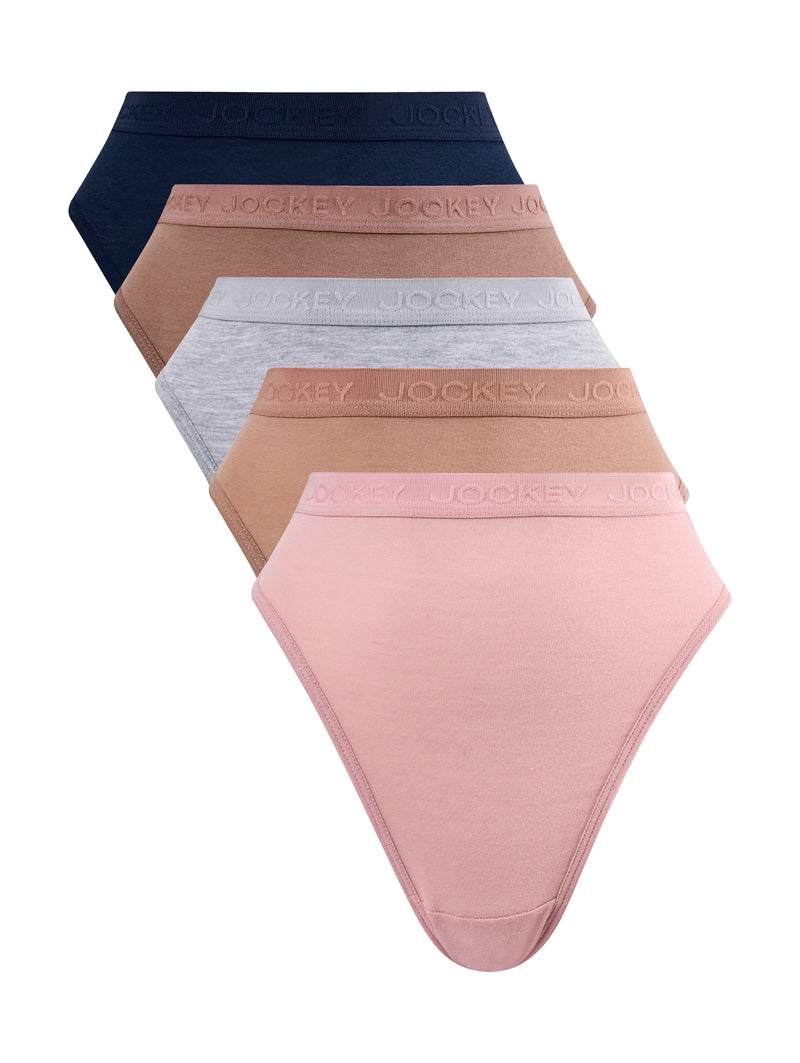 5 Pack Cotton Hi-Cut Panties - Multi
