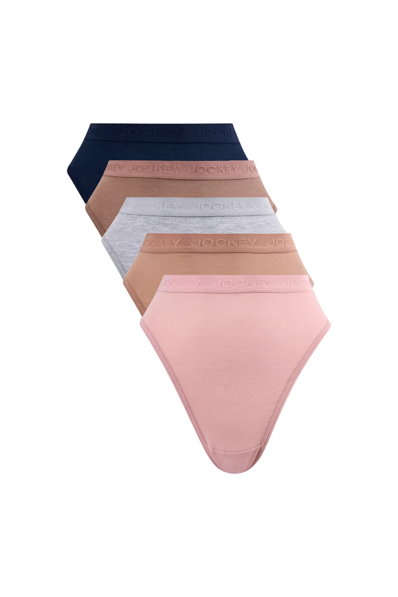 5 Pack Cotton Hi-Cut Panties - Multi