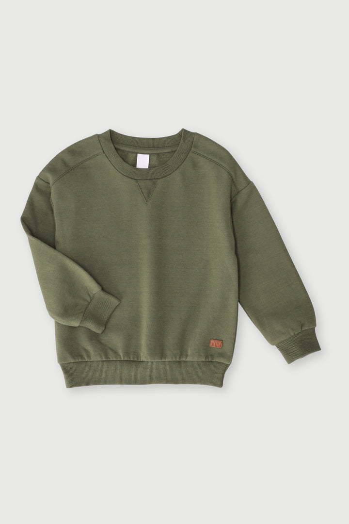 Pre-Boys Fleece Crew - Olive - Olive