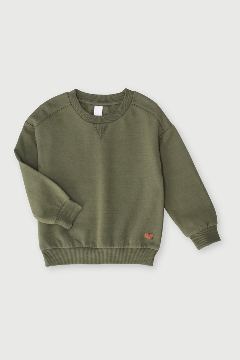 Pre-Boys Fleece Crew - Olive - Olive