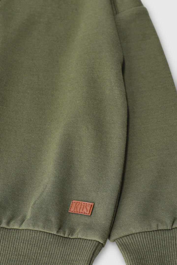 Pre-Boys Fleece Crew - Olive - Olive