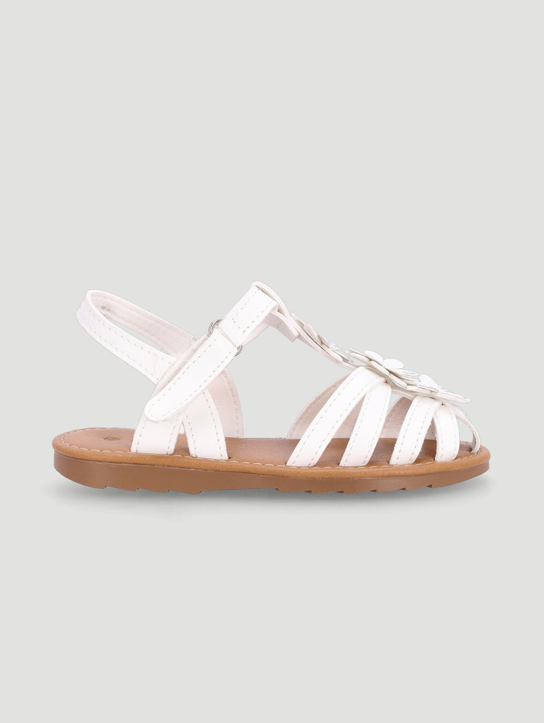 Pre-Girls Flower Caged Sandal - White