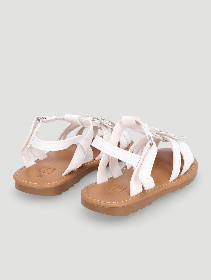Pre-Girls Flower Caged Sandal - White