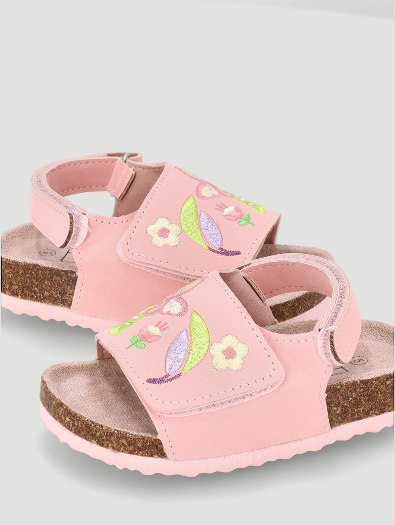 Pre-Girls Applique Health Sandal - Pink