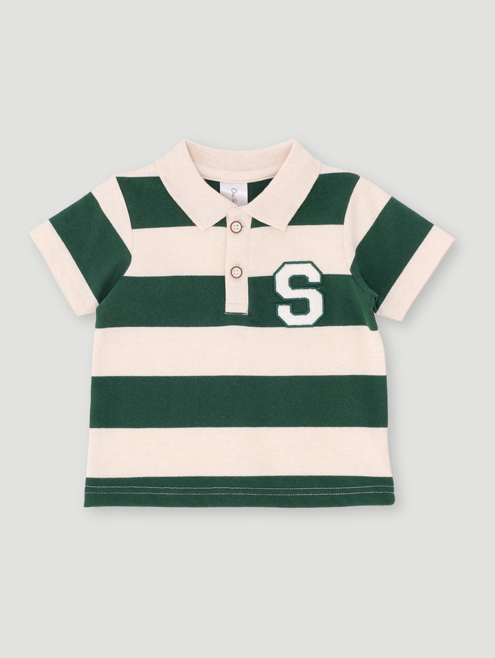Baby Boys Jersey Short Sleeve Stripe Golfer - Multi