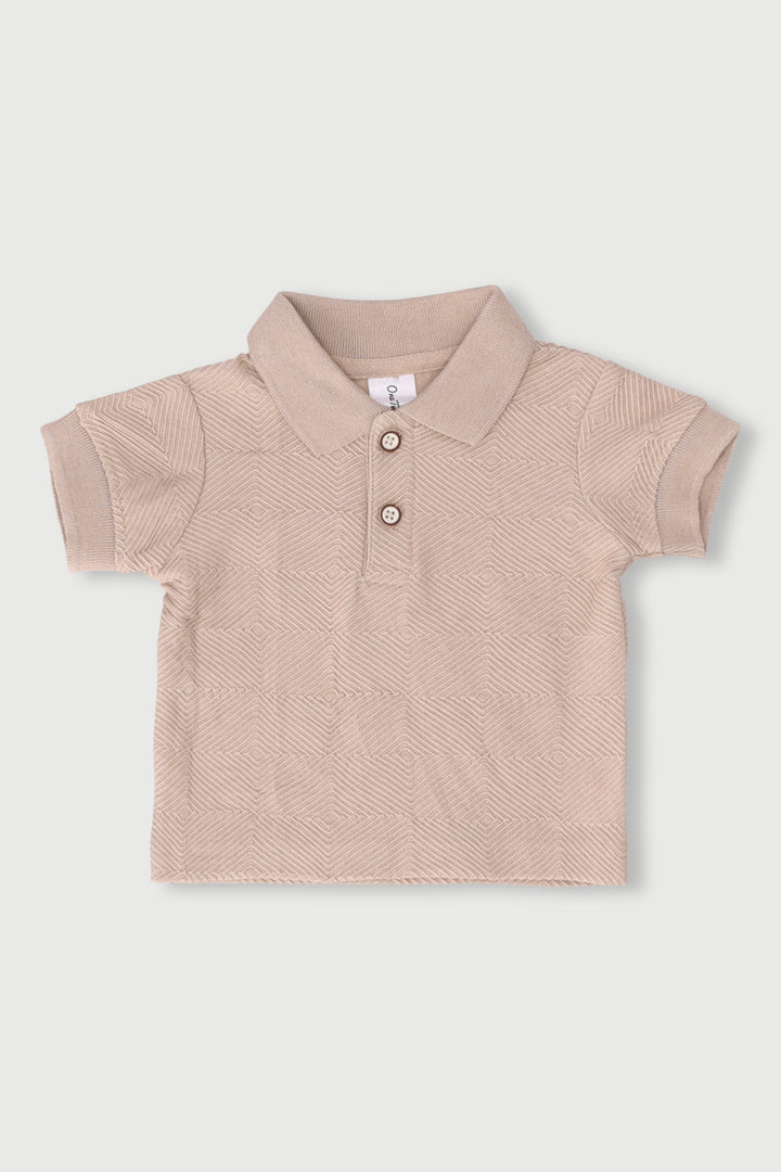 Baby Boys Textured Golfer Tee - Stone