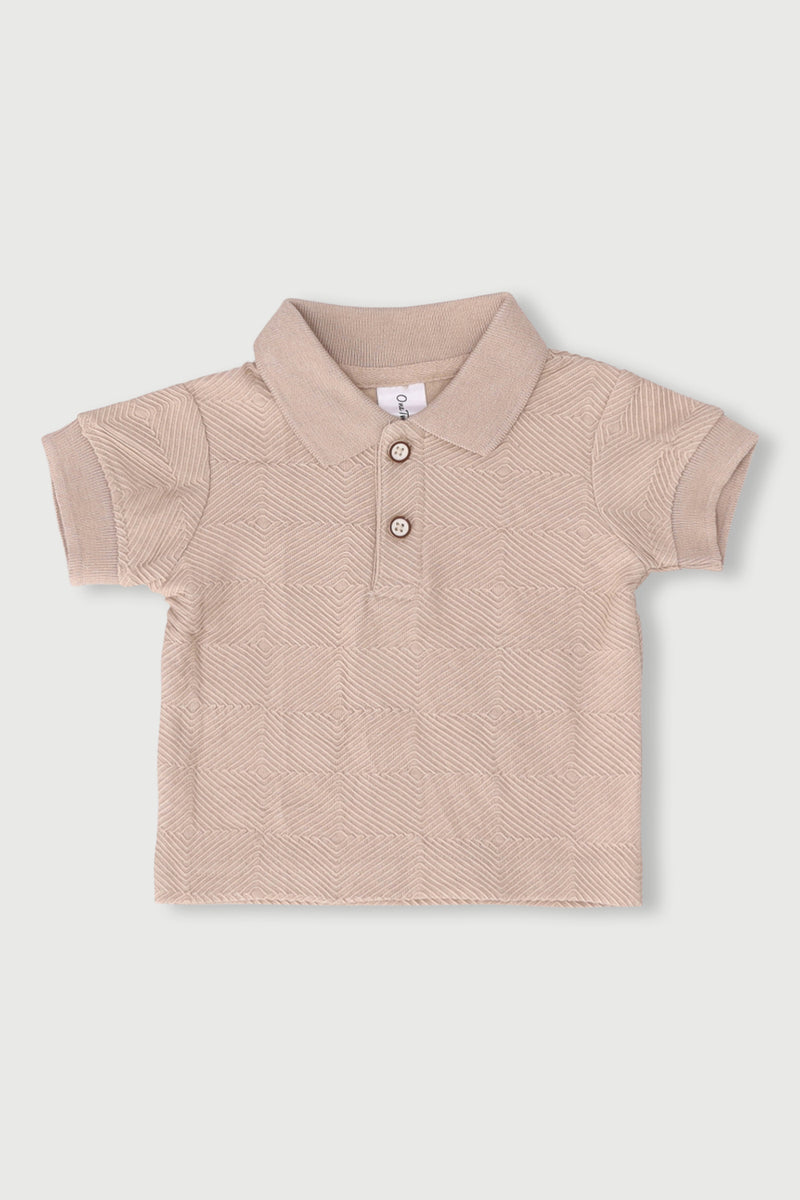 Baby Boys Textured Golfer Tee - Stone