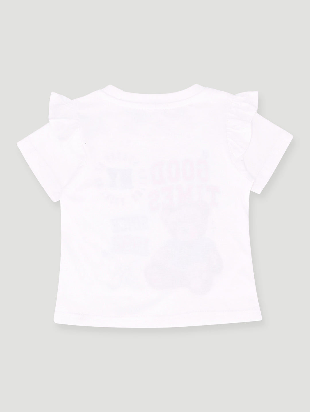 Pre-Girls Shoulder Frill Teddy Tee - White
