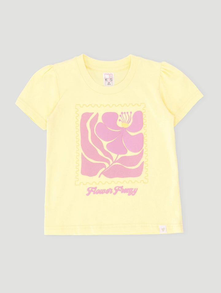 Pre-Girls Abstract Flower Top - Yellow
