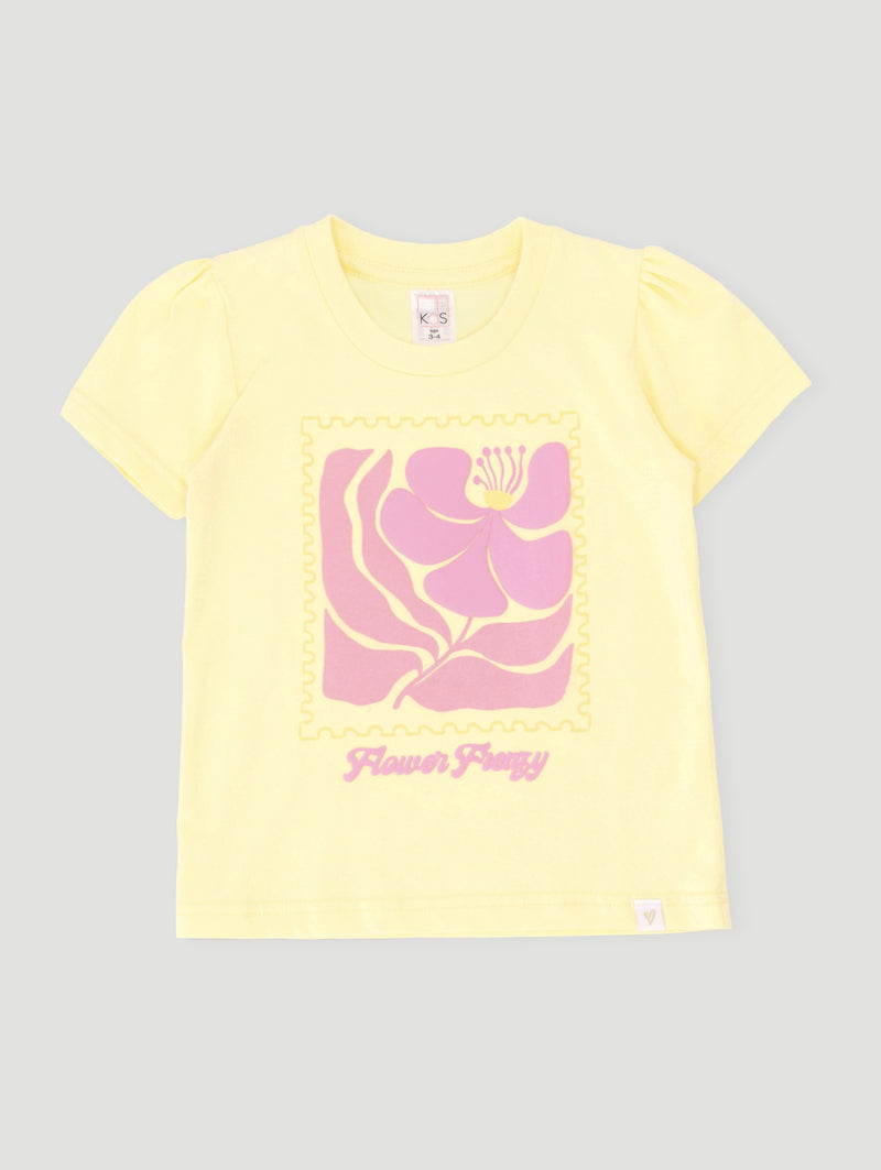 Pre-Girls Abstract Flower Top - Yellow