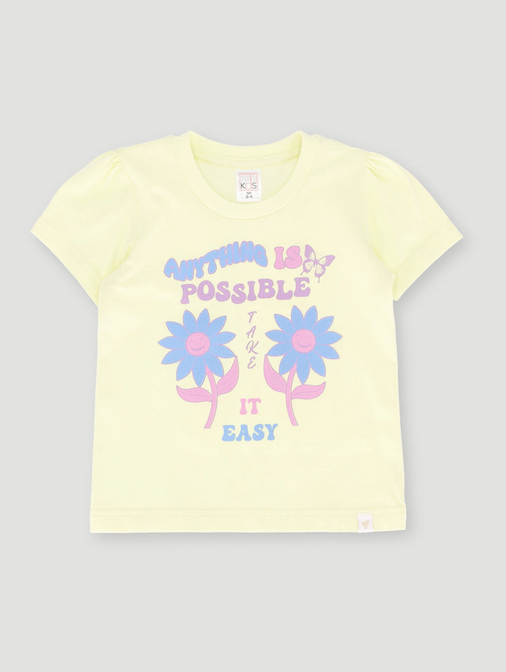 Pre- Girls Anything Is Possible Basic Tee - Lime