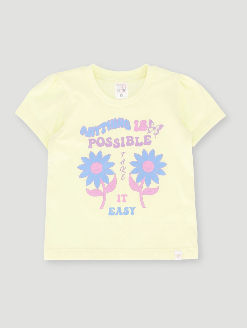 Pre- Girls Anything Is Possible Basic Tee - Lime