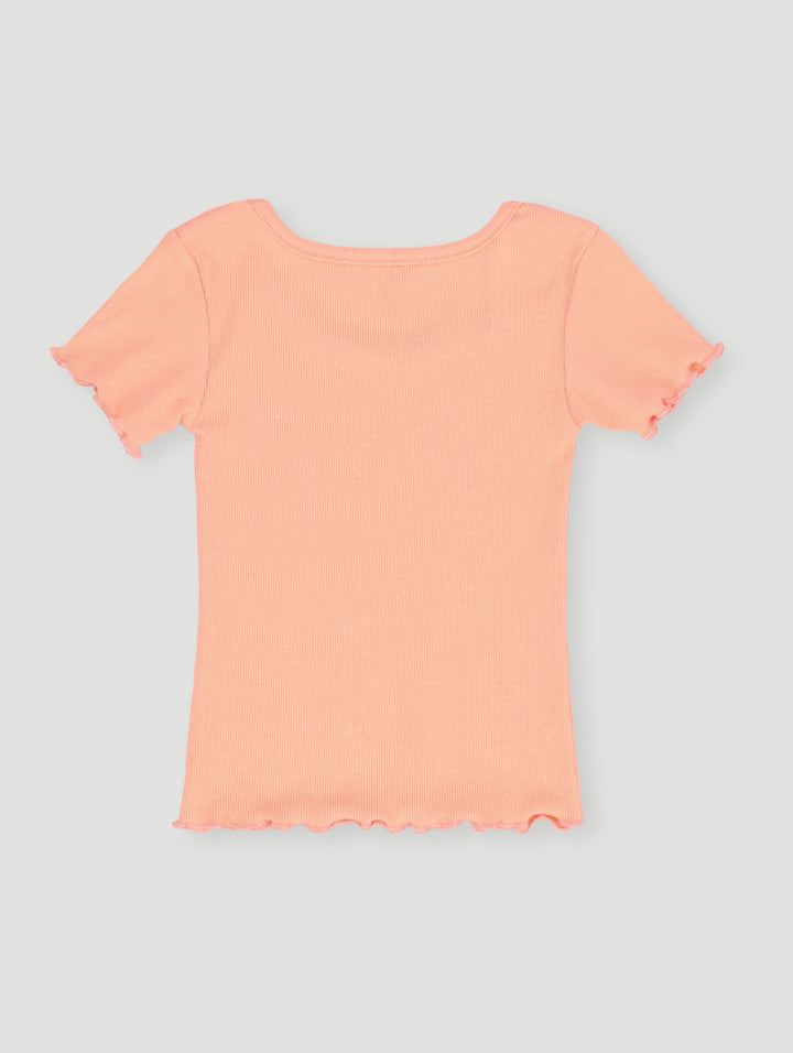 Pre- Girls Small Shell Print Rib Tee - Coral