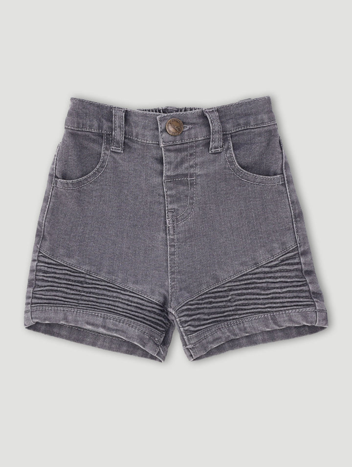 Baby Boys Ribbed Denim Short - Grey