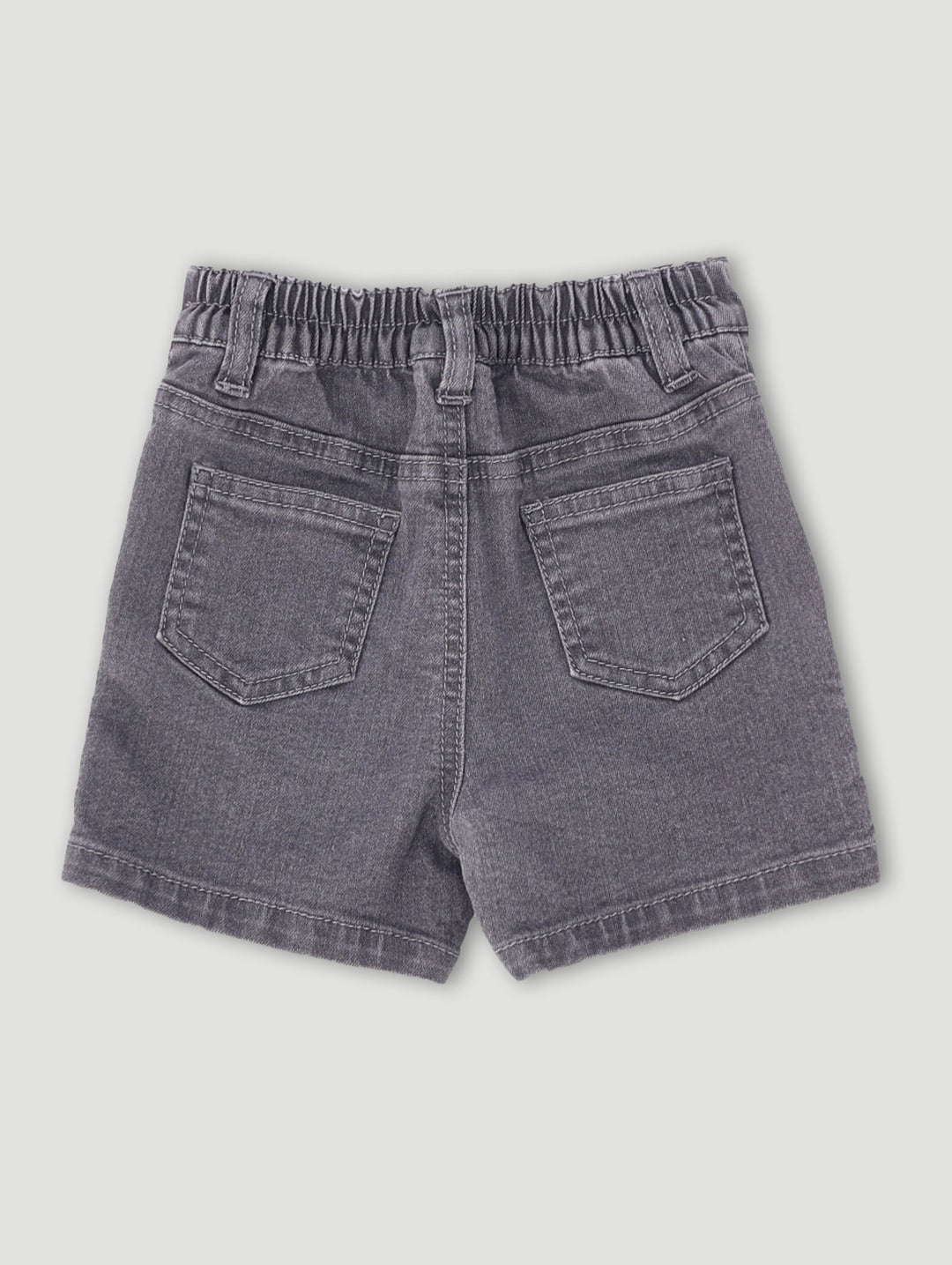Baby Boys Ribbed Denim Short - Grey