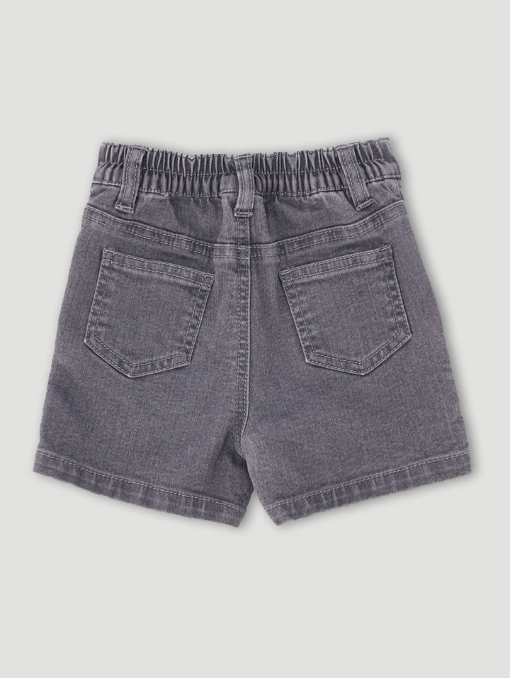 Baby Boys Ribbed Denim Short - Grey