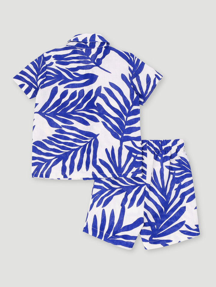 Baby Boys Palm Print Woven Set - French Navy