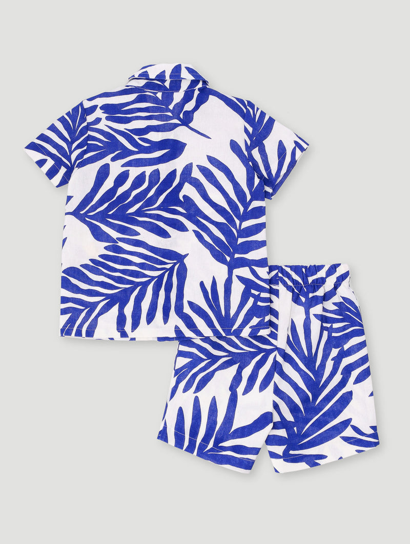 Baby Boys Palm Print Woven Set - French Navy