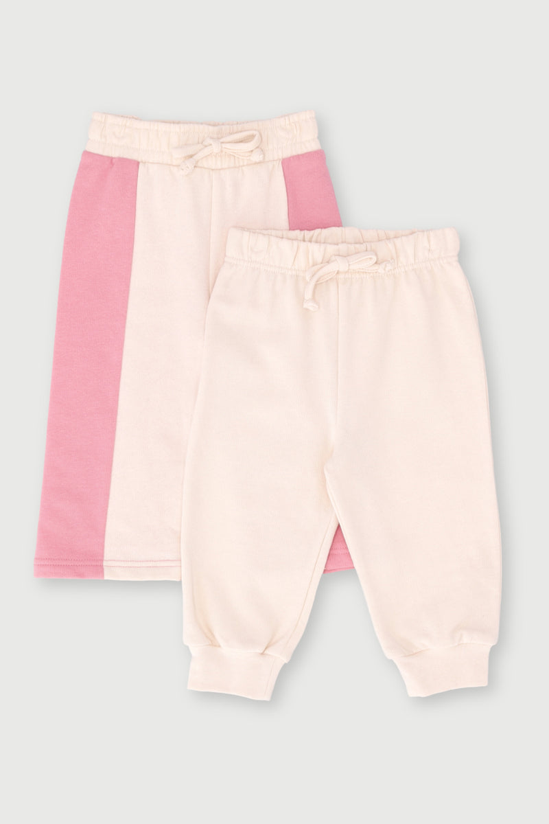 Baby Girls 2 Pack Colourblock Jogger - Cream
