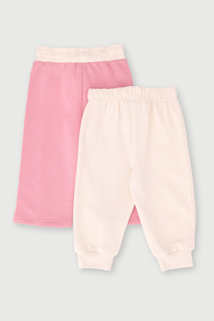 Baby Girls 2 Pack Colourblock Jogger - Cream