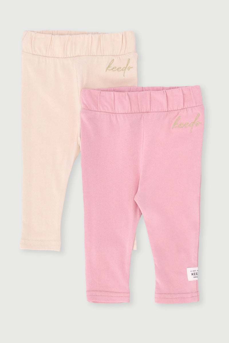 Keedo Baby Girls 2 Pack Floral Legging - Pink