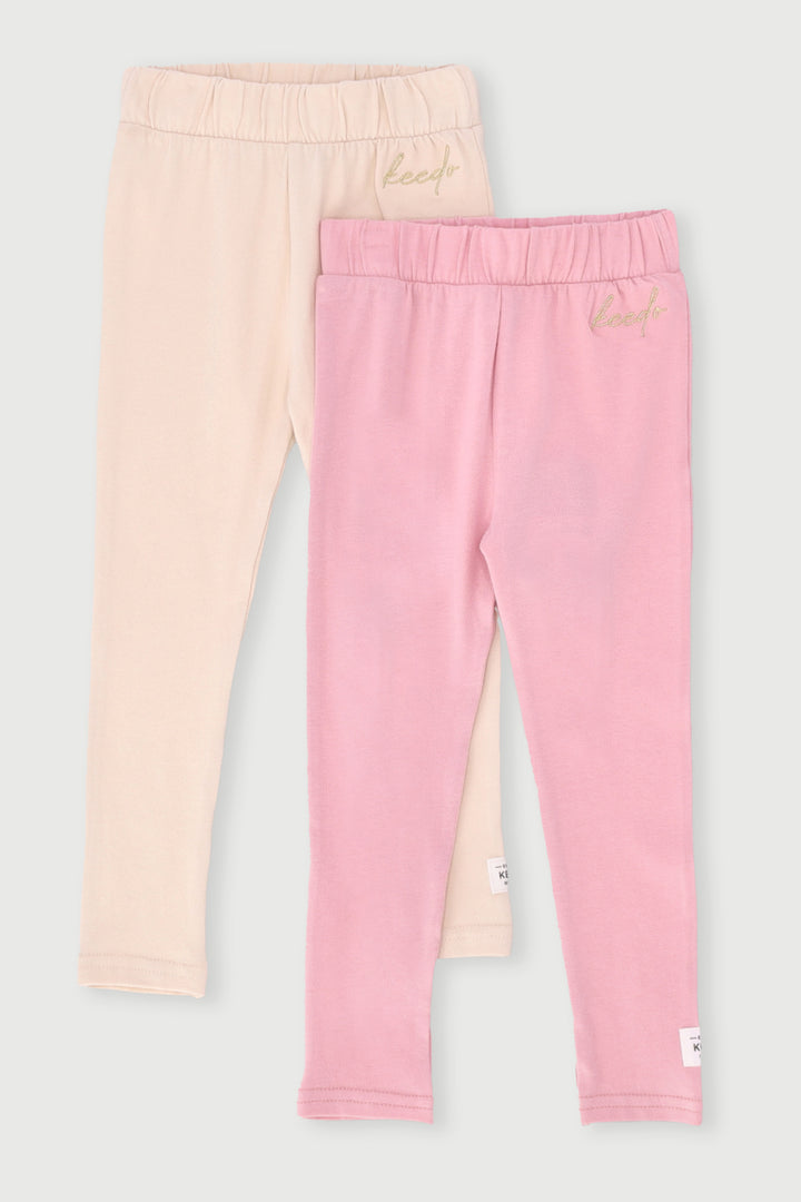 Keedo Girls 2 Pack Floral Legging - Pink