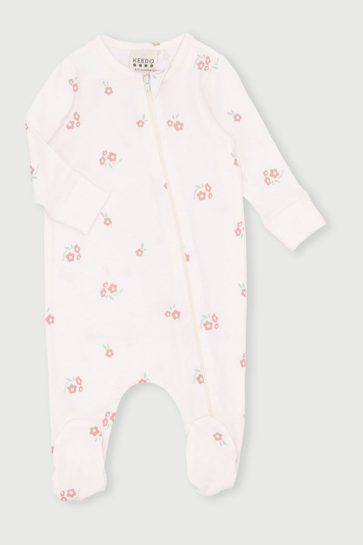 Keedo Baby Girls Floral Sleepsuit - Cream