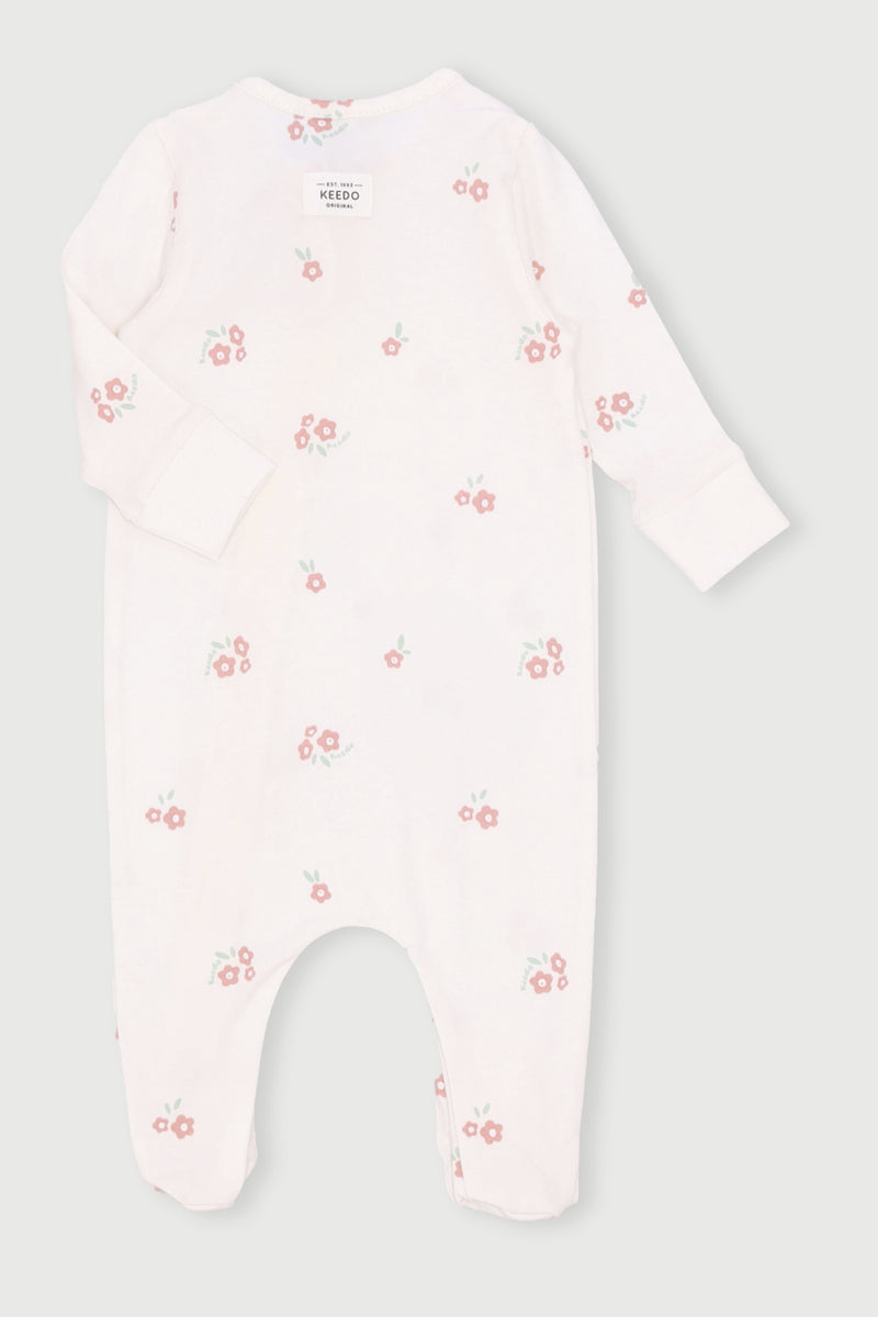 Keedo Baby Girls Floral Sleepsuit - Cream