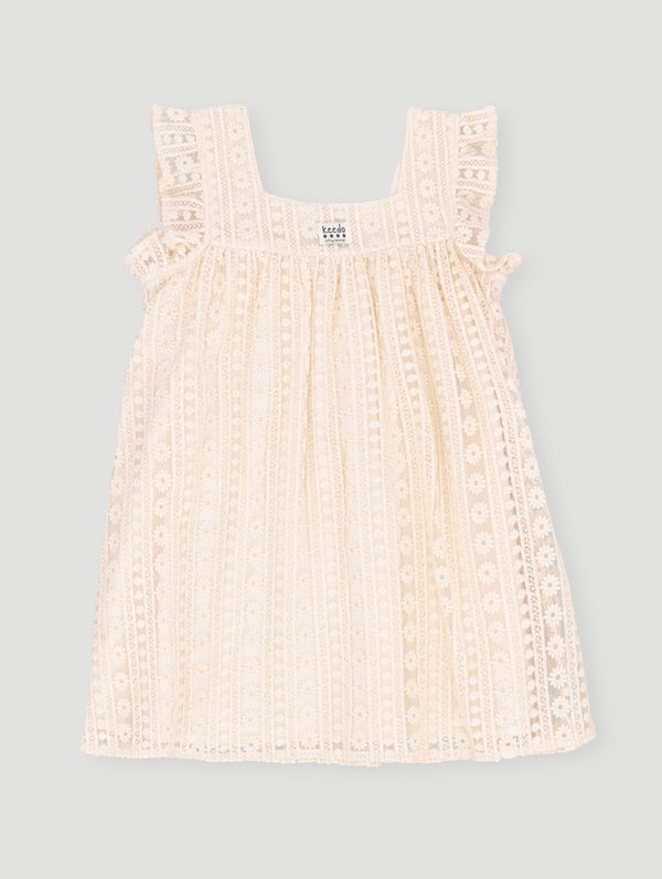 Keedo Girls Lace Dress - Beige