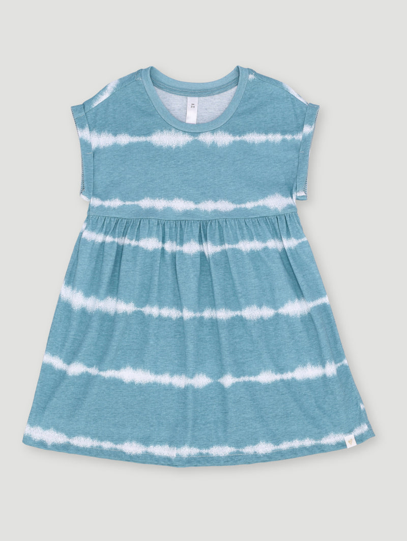 Pre- Girls Drop Shoulder Tie- Dye Dress - Blue