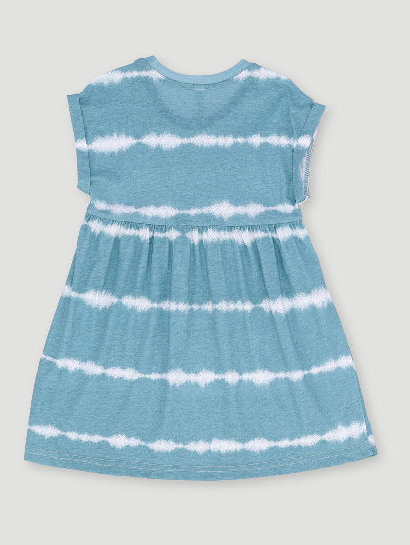 Pre- Girls Drop Shoulder Tie- Dye Dress - Blue