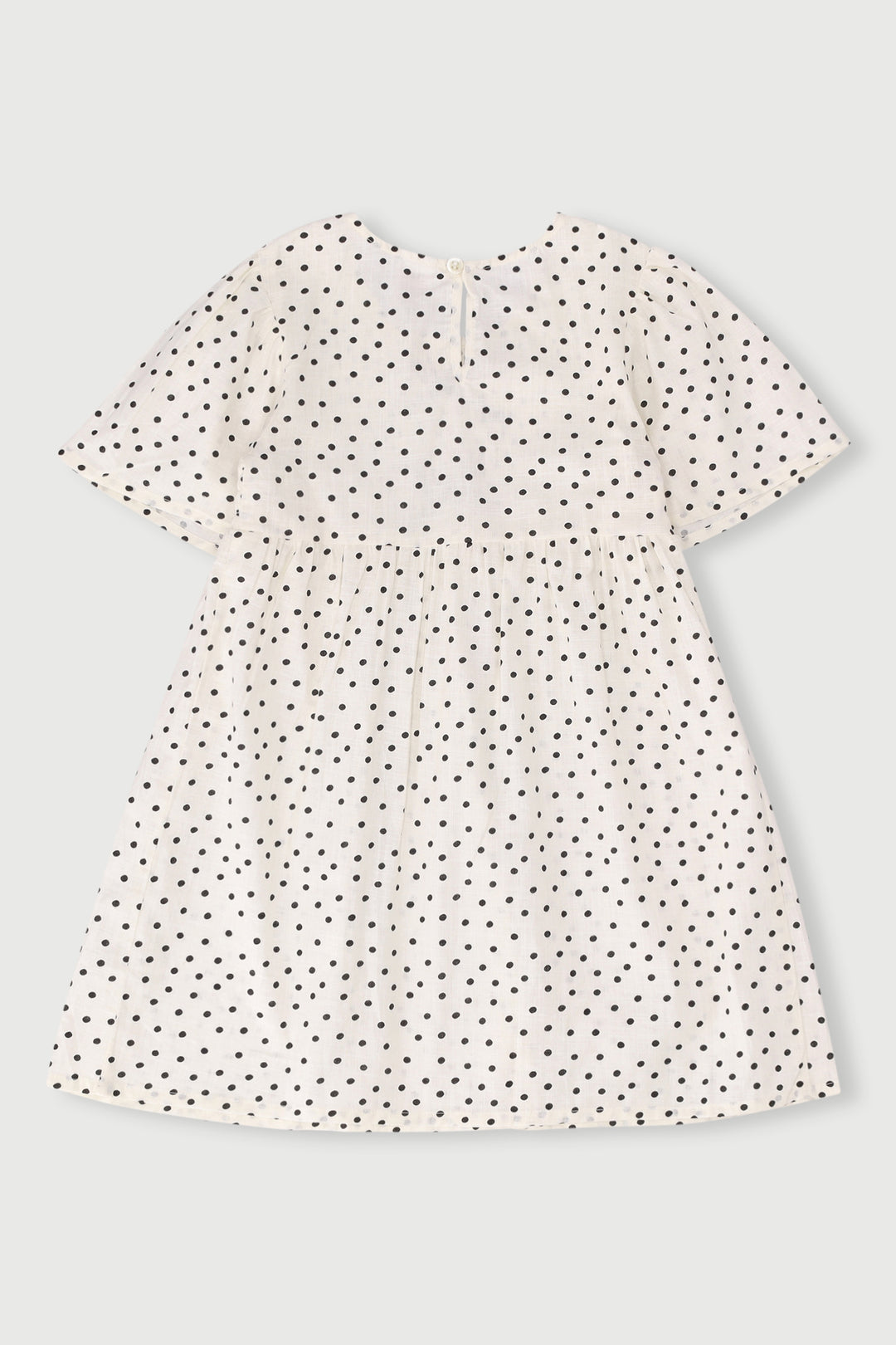 Pre-Girls Polka Dot Dress With Bows - Stone