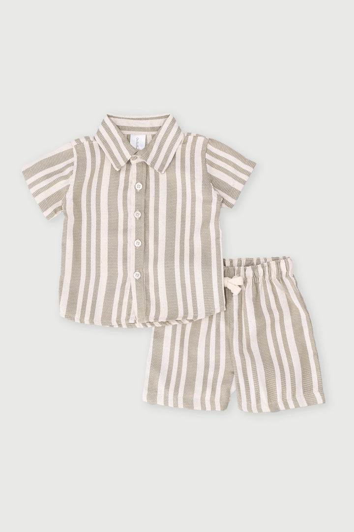 Baby Boys Textured Stripe Set - Sage