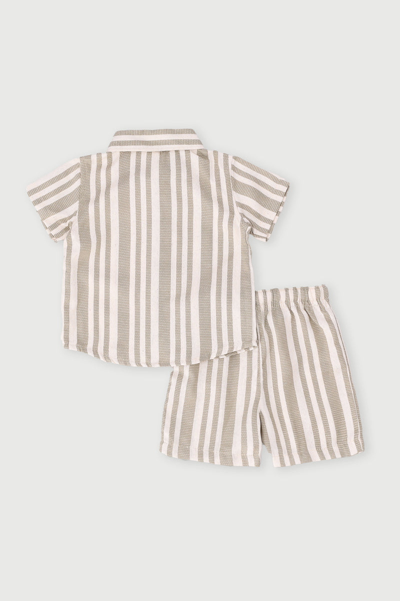 Baby Boys Textured Stripe Set - Sage
