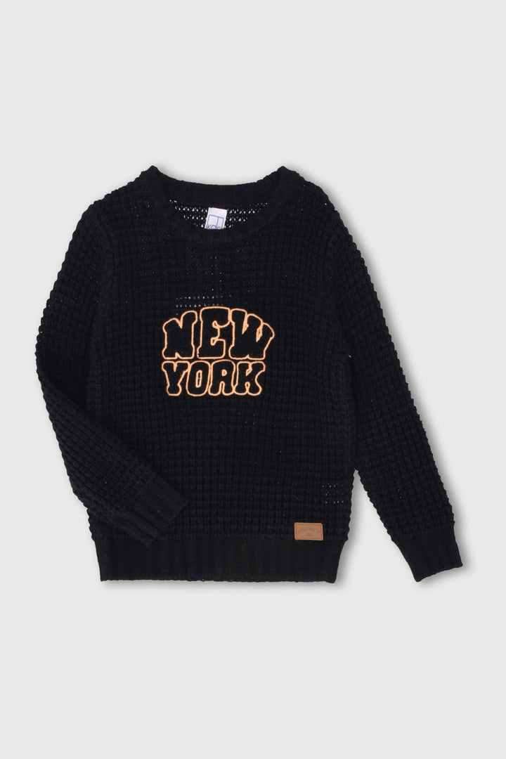 Pre-Boys 3D NY Knit Pullover - Black