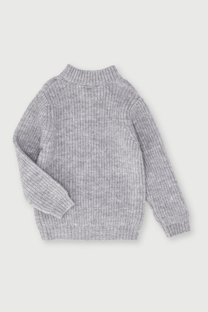 Pre-Boys Heavy 1/4 Zip Cable Knit - Grey